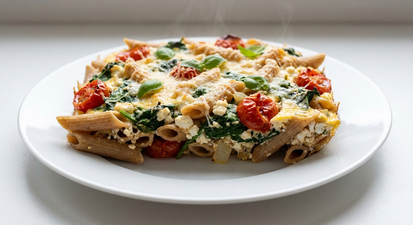 Zapiekanka z Twarogiem, Szpinakiem i Penne