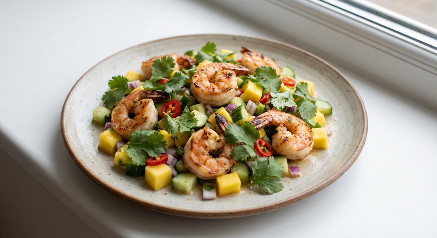 Grillowane Krewetki z Mango i Kolendrą