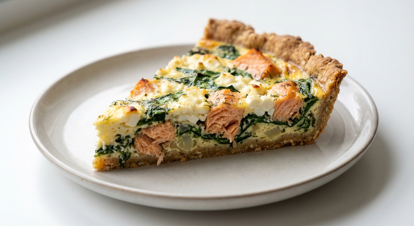 Quiche z Łososiem, Szpinakiem i Twarogiem