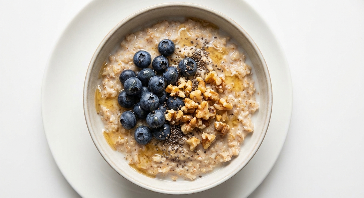 Owsianka z Borówkami, Orzechami i Miodem