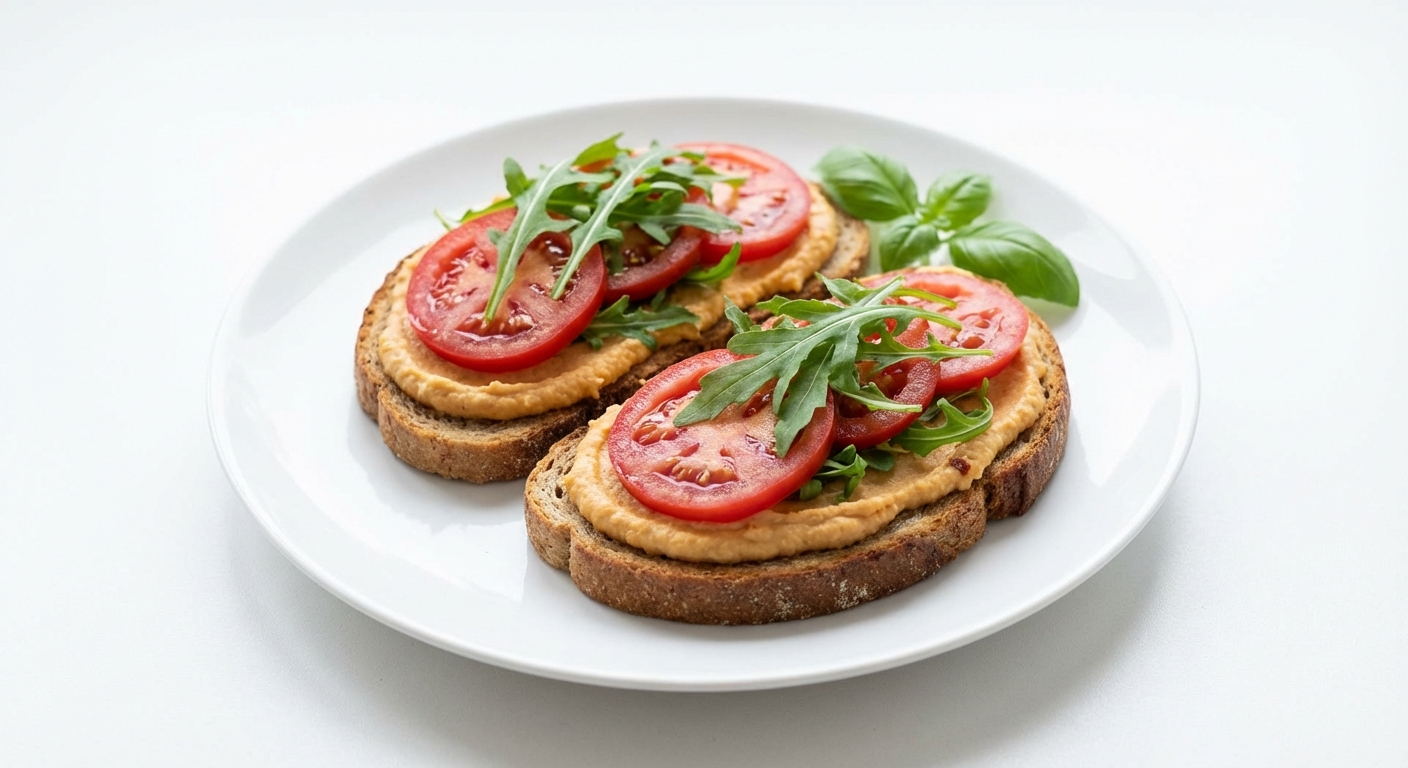 Żytnie Tosty z Ciecierzycą i Pomidorami