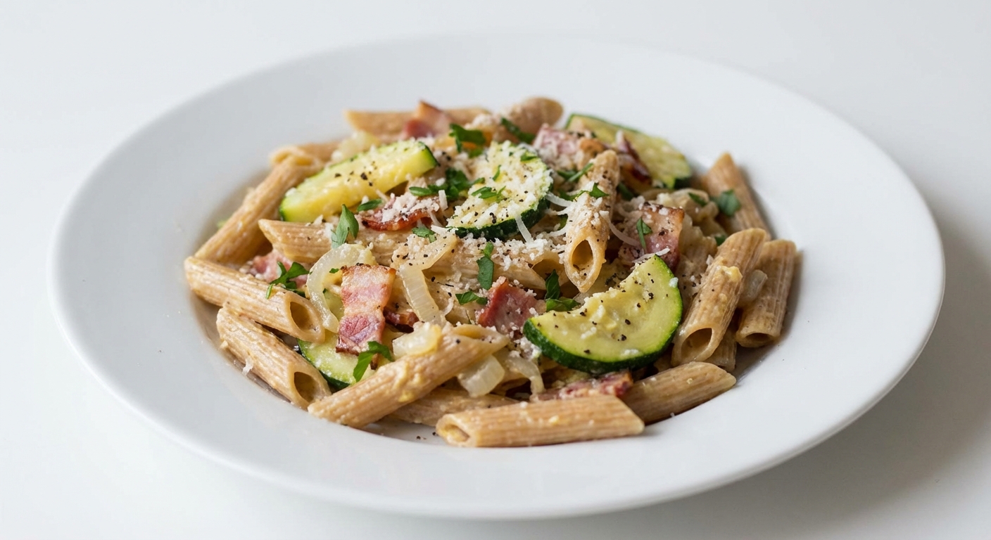 Penne Carbonara z Cukinią i Pecorino