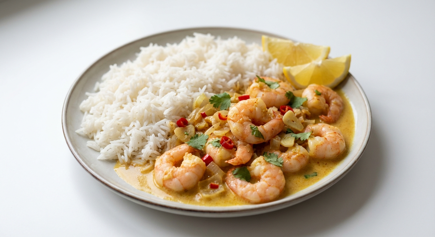 Krewetki w kokosie z ryżem basmati