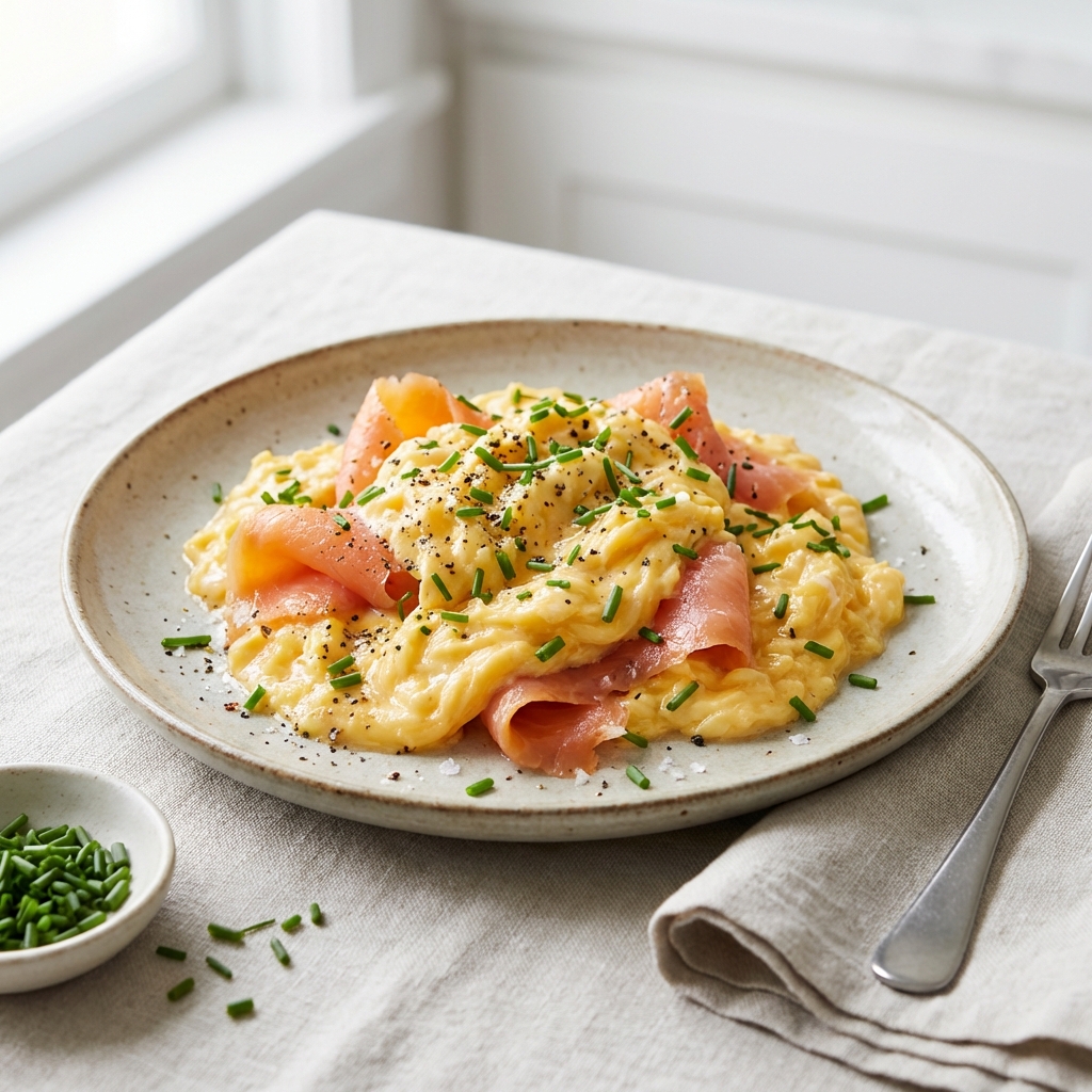 Jajecznica z Łososiem i Szczypiorkiem