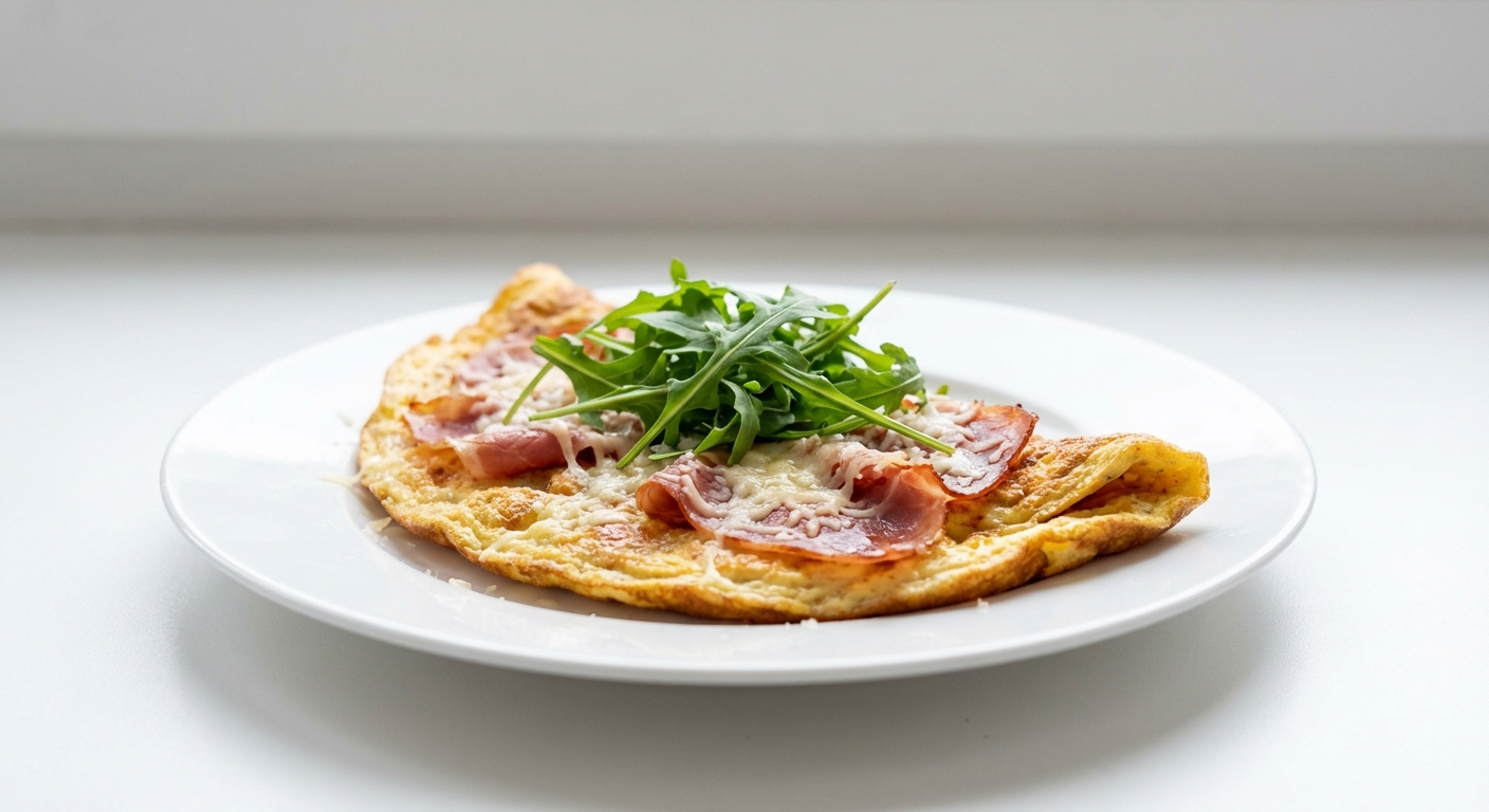 Omlet z szynką parmeńską i rukolą