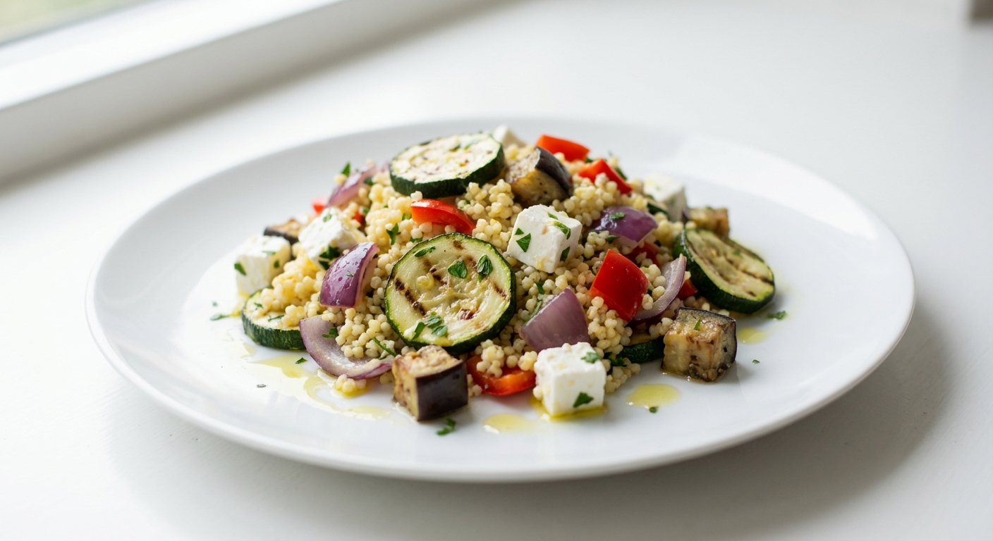 Sałatka z kaszy jaglanej, twarogu i warzyw
