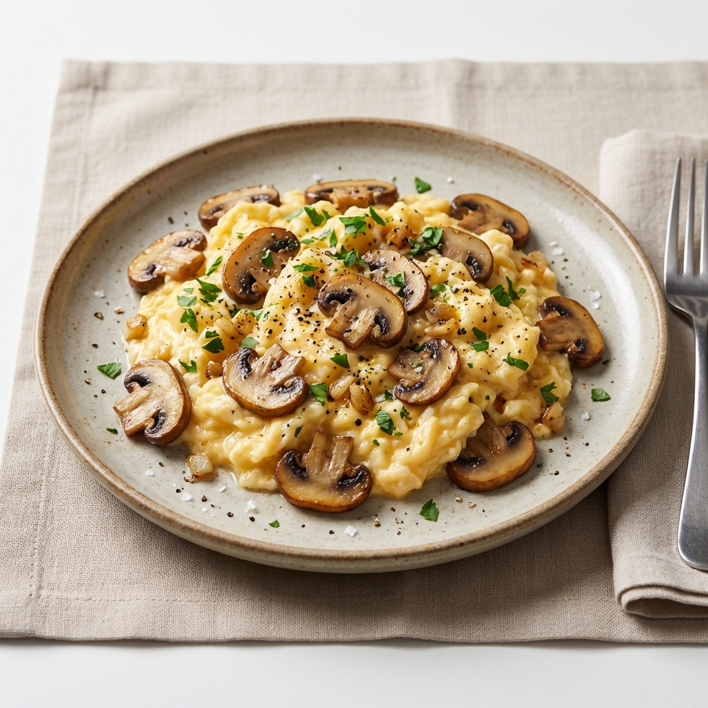 Jajecznica z Pieczarkami i Czosnkiem