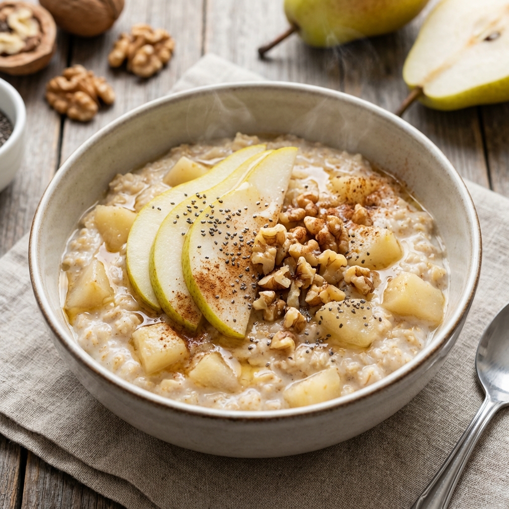 Owsianka z Gruszką, Imbirem i Orzechami