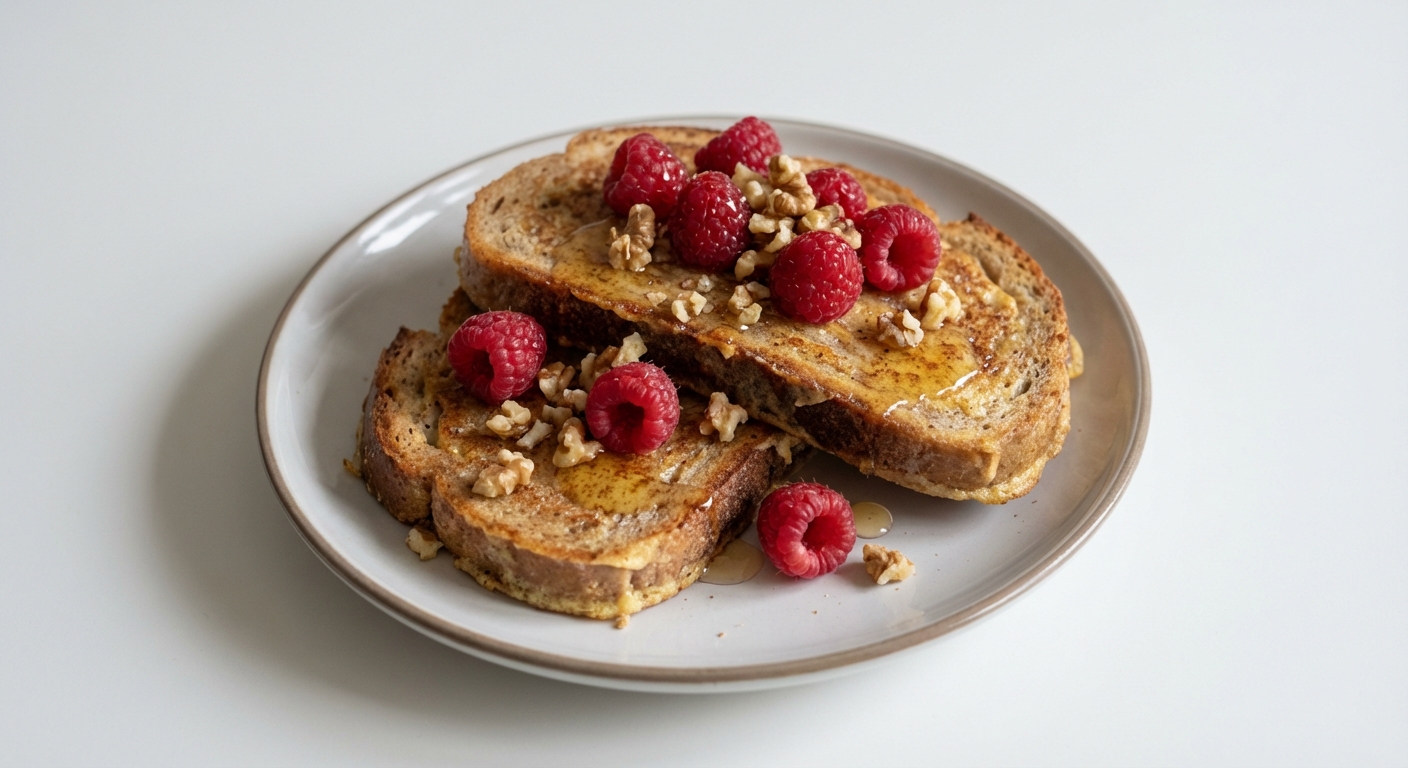Żytnie Tosty z Malinami, Miodem i Orzechami