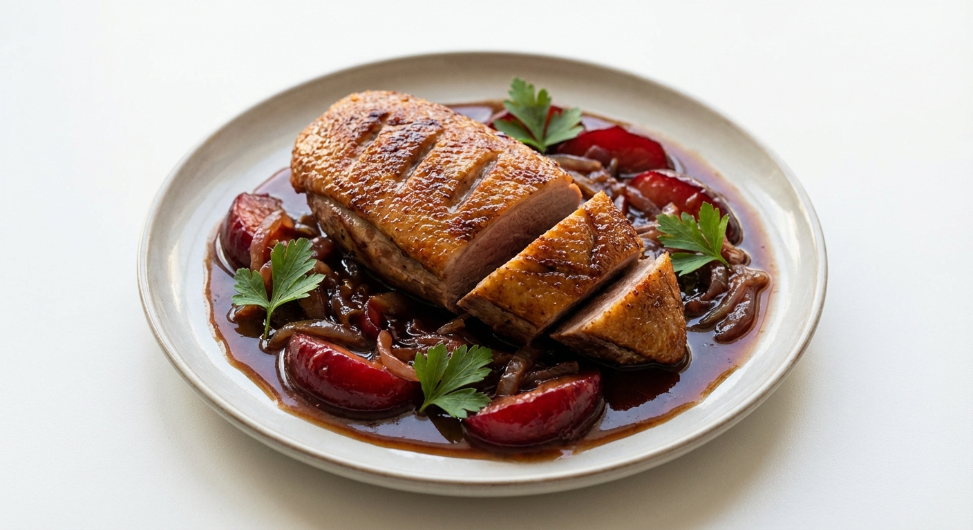 Pierś Kaczki w Śliwkach i Miodzie