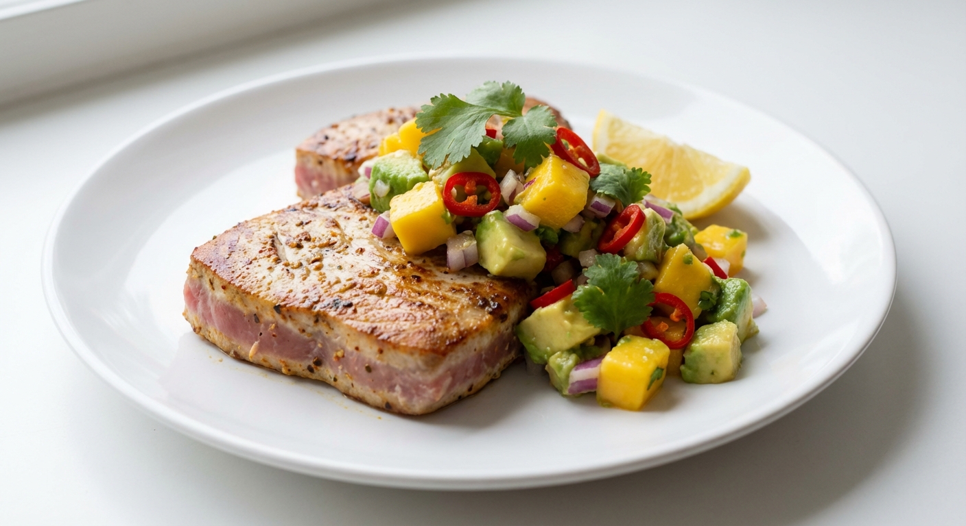 Tuńczyk z salsą mango-awokado i chili