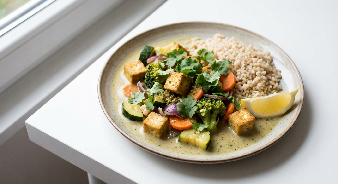 Curry z Tofu, Warzyw i Kolendry