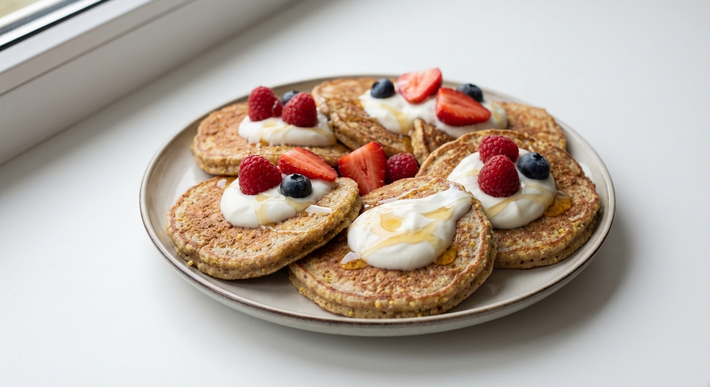 Jaglane placuszki z jogurtem i miodem