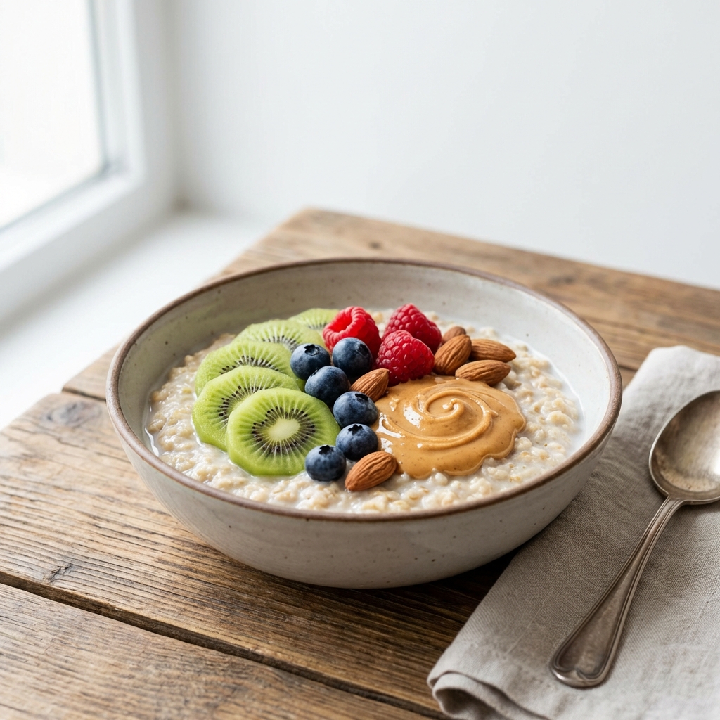 Owsianka z Kiwi, Borówkami i Migdałami