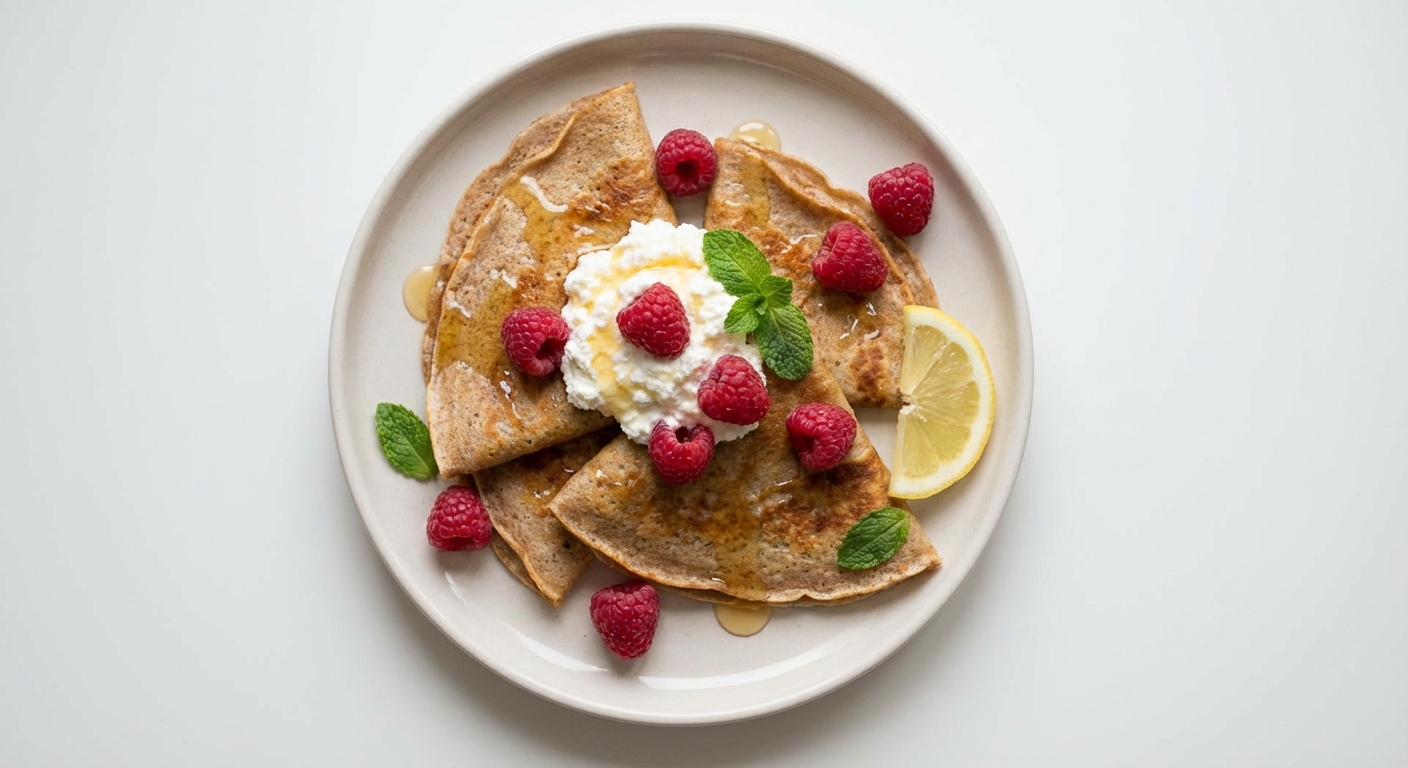 Naleśniki z Ricottą, Malinami i Miodem