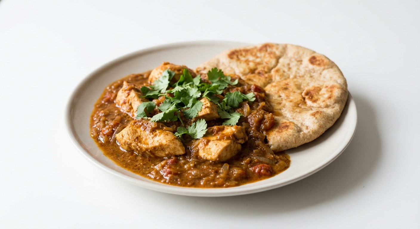 Kurczak w aromatycznym sosie z naanem