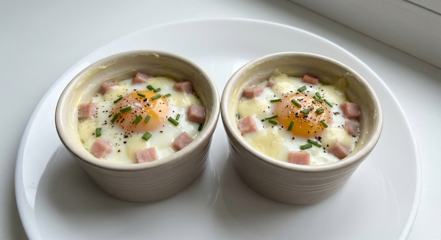 Jajka zapiekane z szynką i mozzarellą