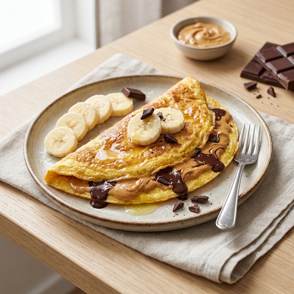 Omlet z Masłem Orzechowym i Czekoladą