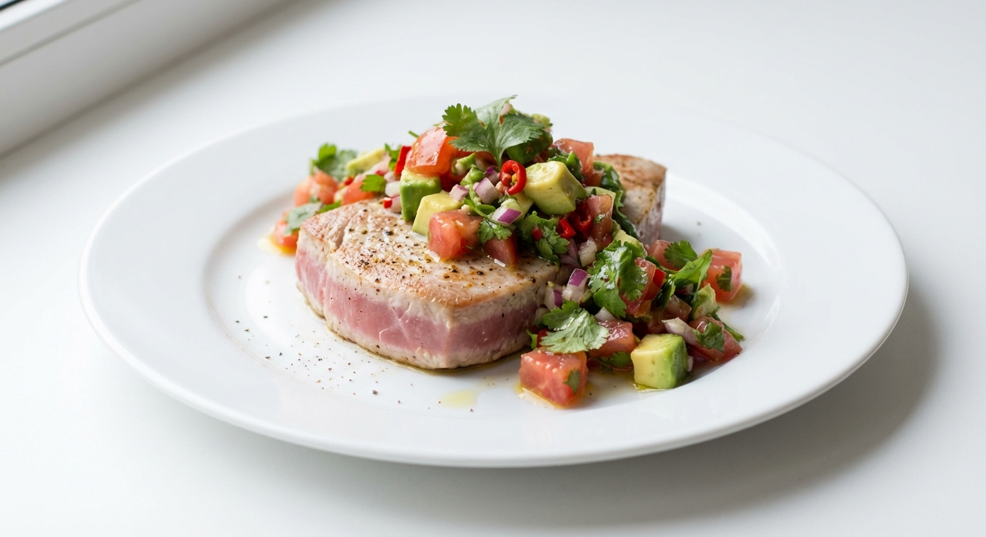Tuńczyk z Salsą Pomidorowo-Awokado i Kolendrą