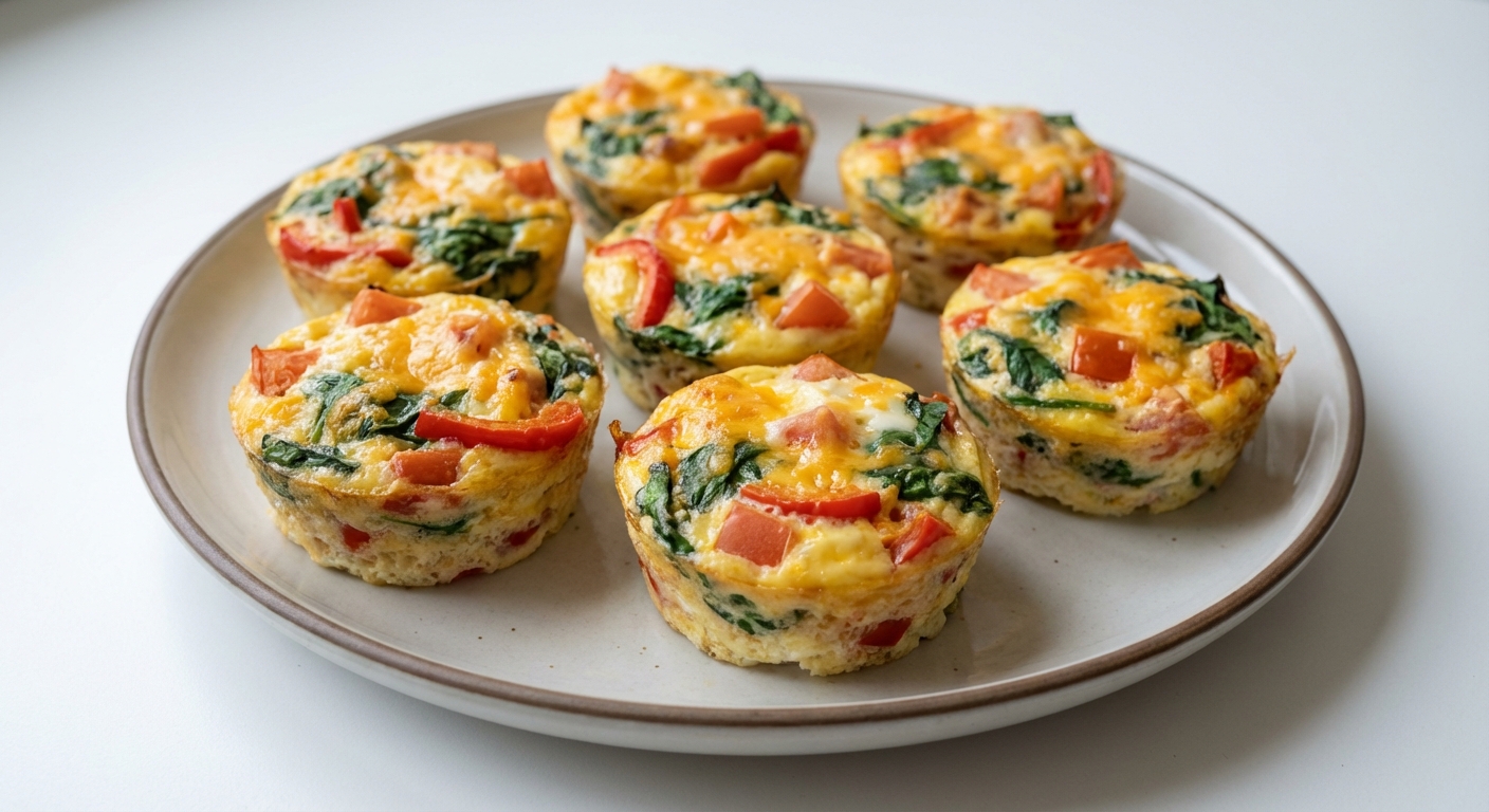 Jajeczne muffiny ze szpinakiem i papryką