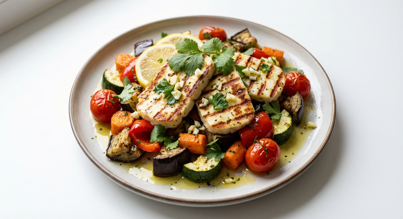 Halloumi with Roasted Vegetables and Herbs