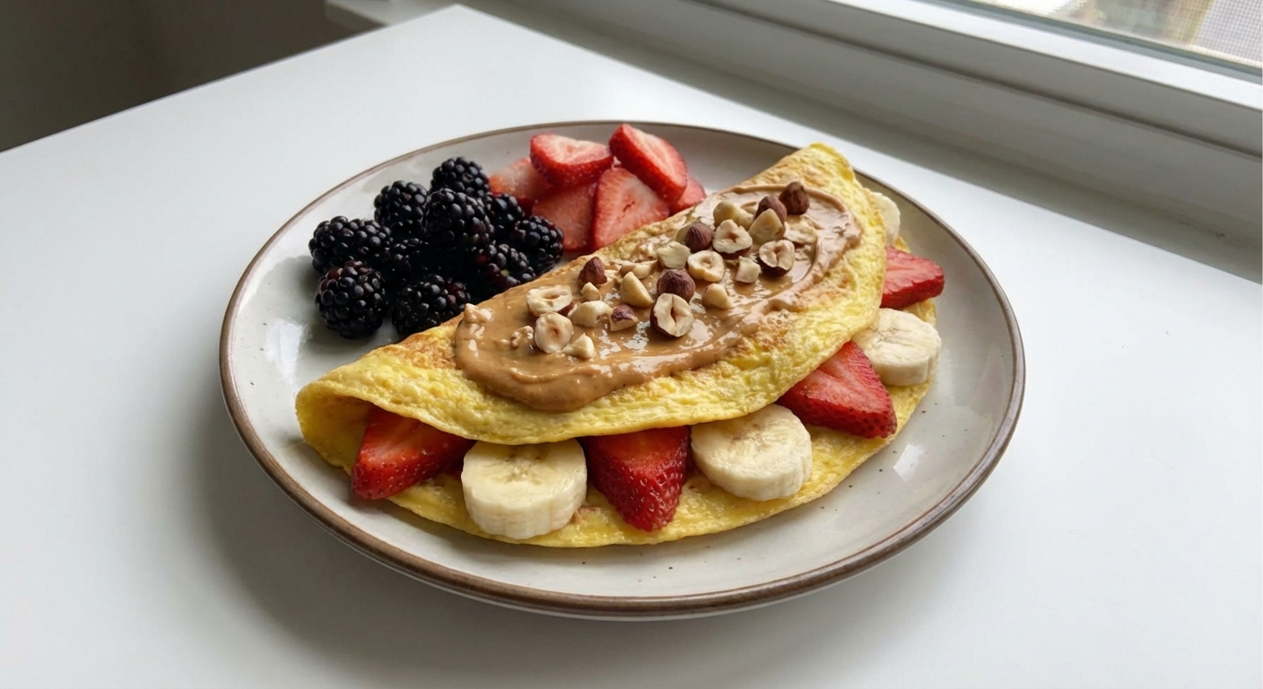 Omlet z Bananami, Truskawkami i Orzechami