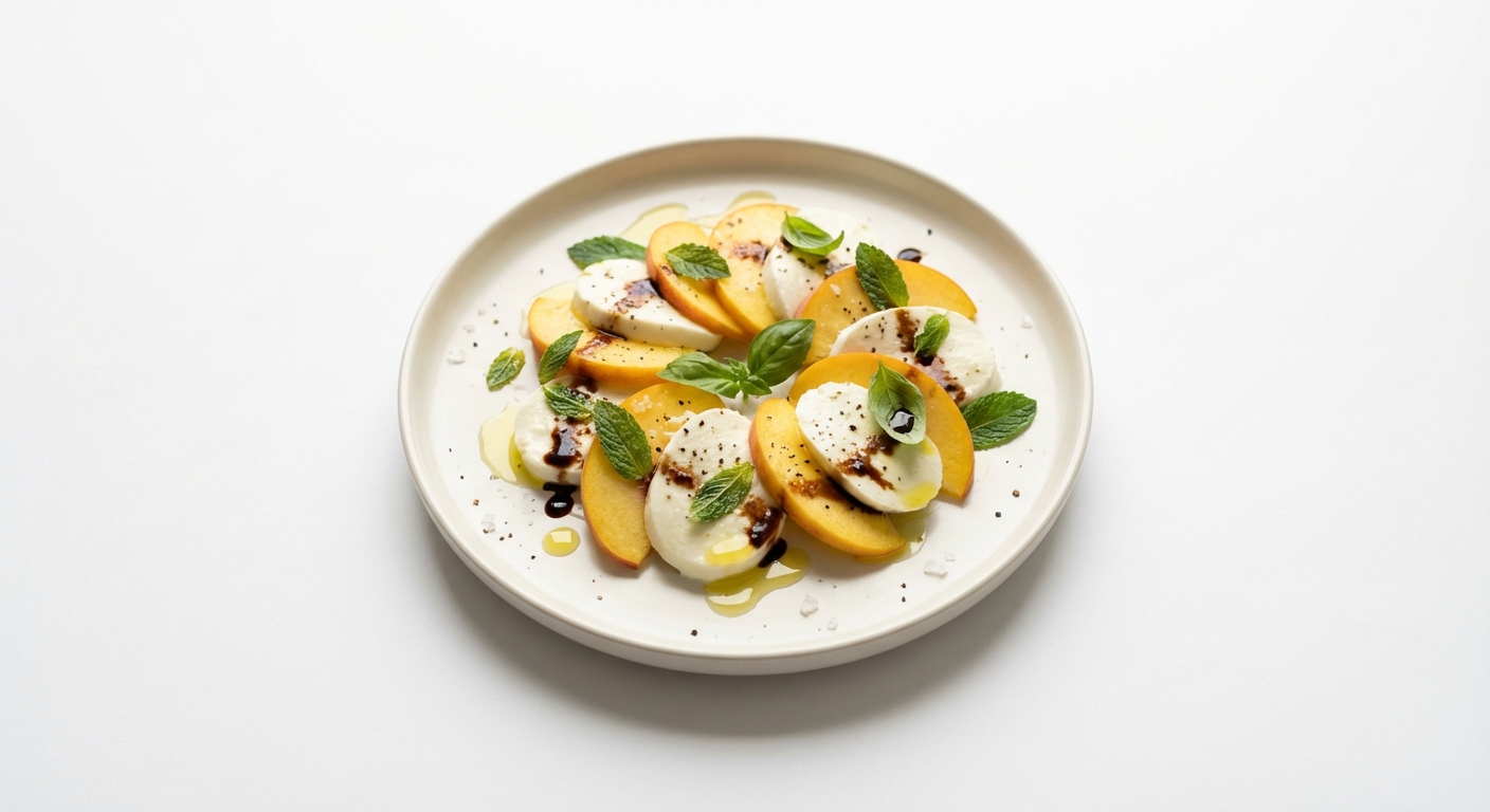 Sałatka z Brzoskwini, Mozzarelli i Mięty