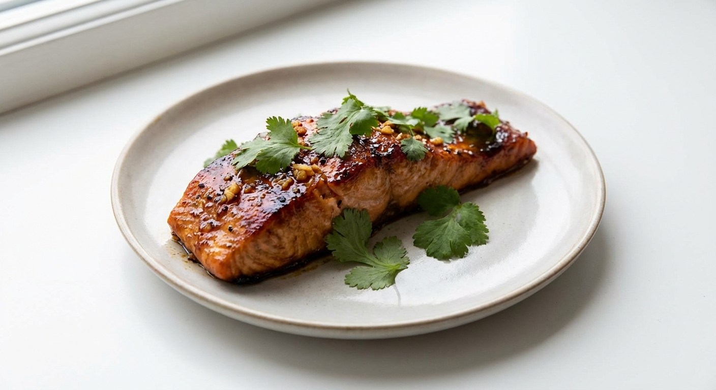 Miodowo-Sojowy Łosoś z Imbirem i Kolendrą