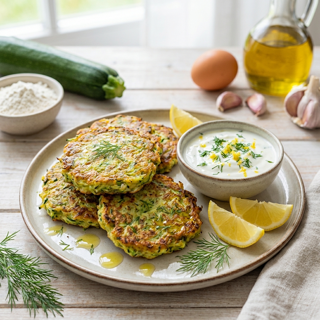 Placuszki z Cukinii z Jogurtowym Dipem