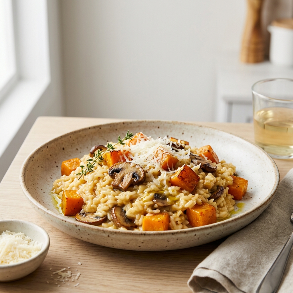 Risotto z dynią, pieczarkami i parmezanem