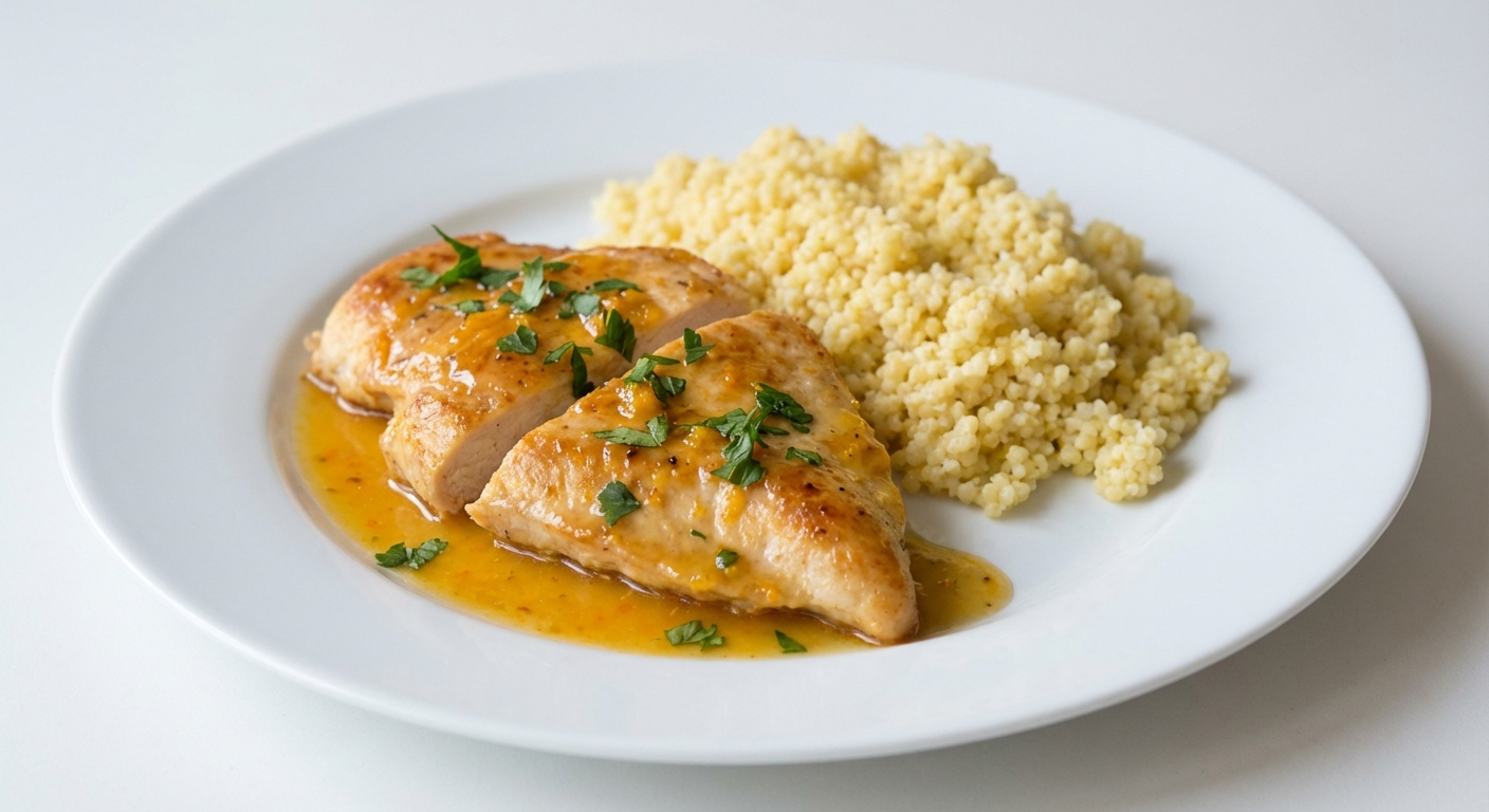 Kurczak w pomarańczach z kaszą jaglaną