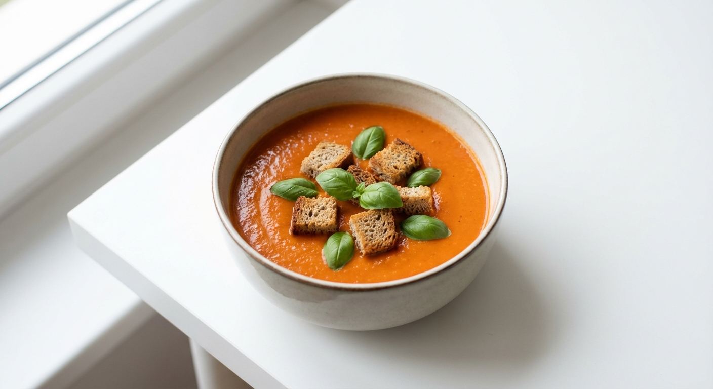 Krem z Pomidorów, Bazylii i Grzanek