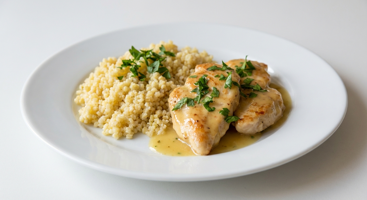 Kurczak w miodowo-musztardowym sosie z kaszą