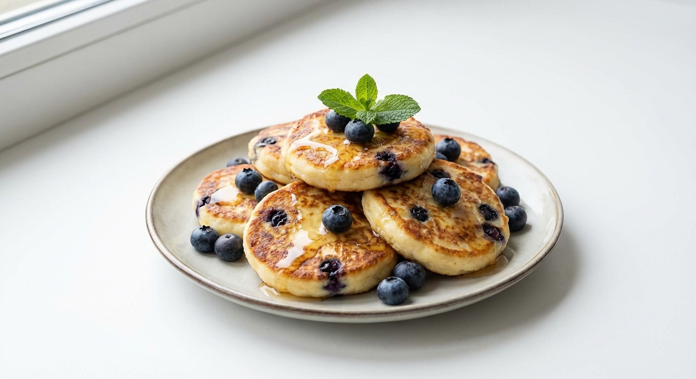 Twarogowe placuszki z borówkami i miodem