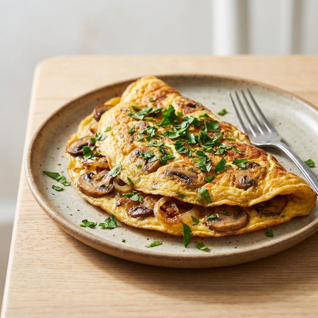 Omlet z Pieczarkami, Cebulą i Pietruszką