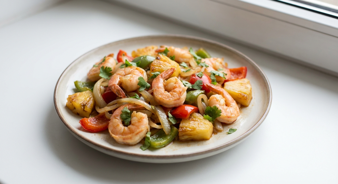 Krewetki Stir-Fry z Ananasem i Papryką