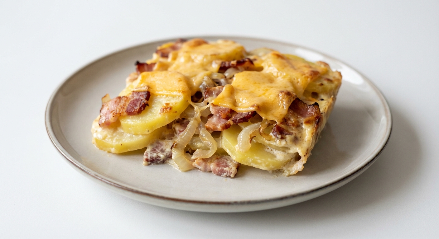Zapiekanka Ziemniaczana z Boczkiem i Cheddarem
