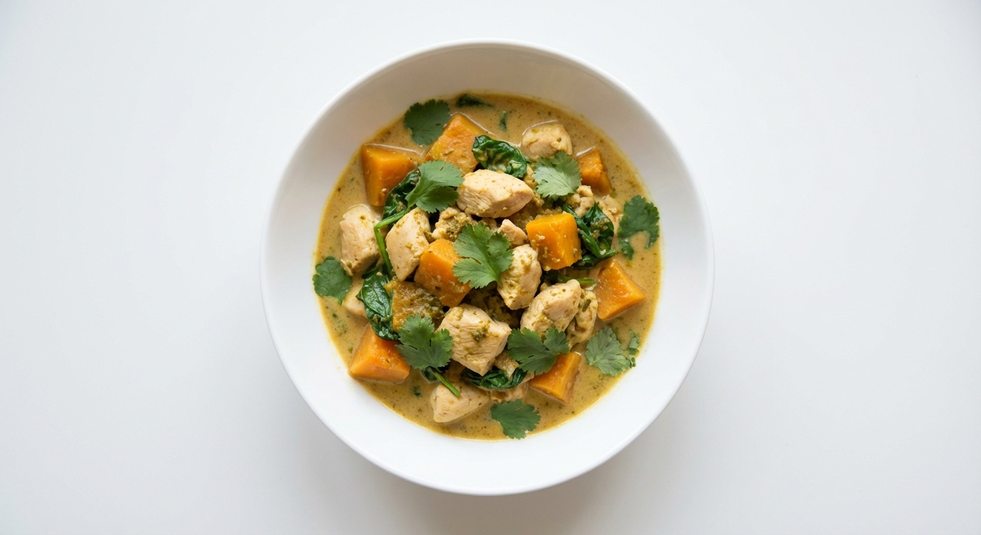 Curry z kurczakiem, dynią i szpinakiem
