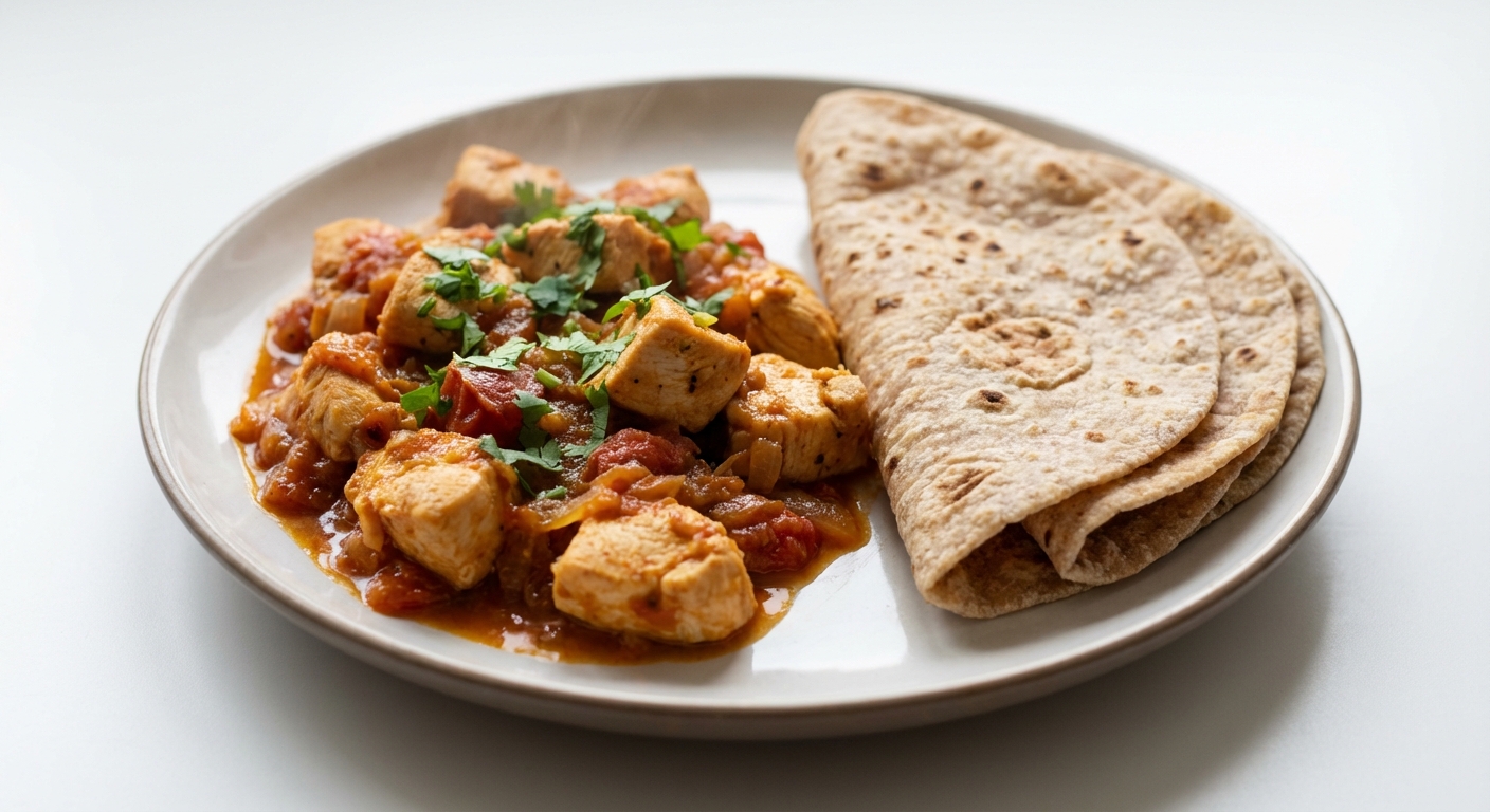 Kurczak Masala z Chapati Pełnoziarnistymi