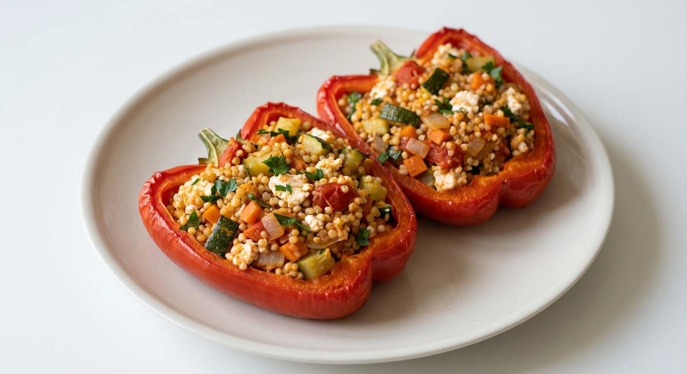 Papryki z kaszą jaglaną i twarogiem