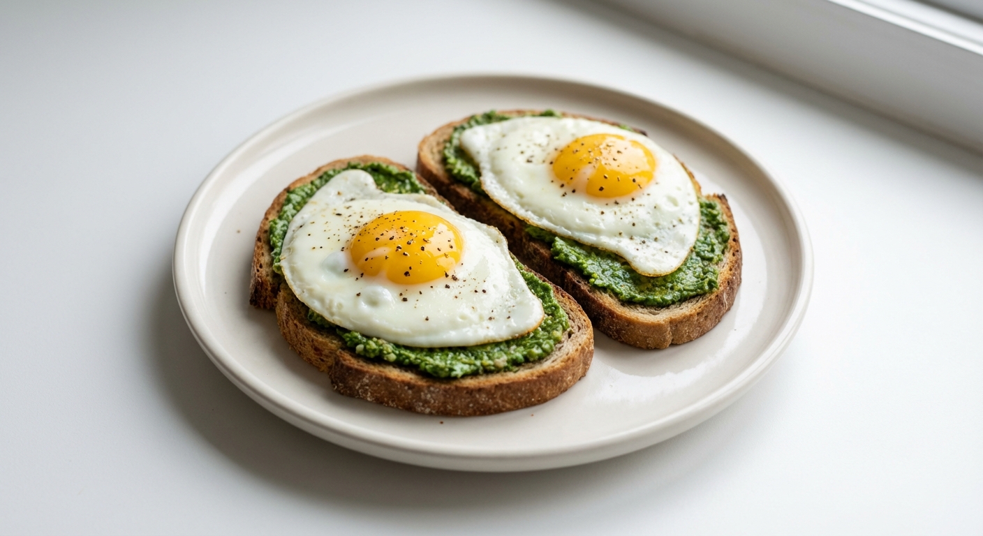 Żytnia grzanka z jajkiem i rukolą