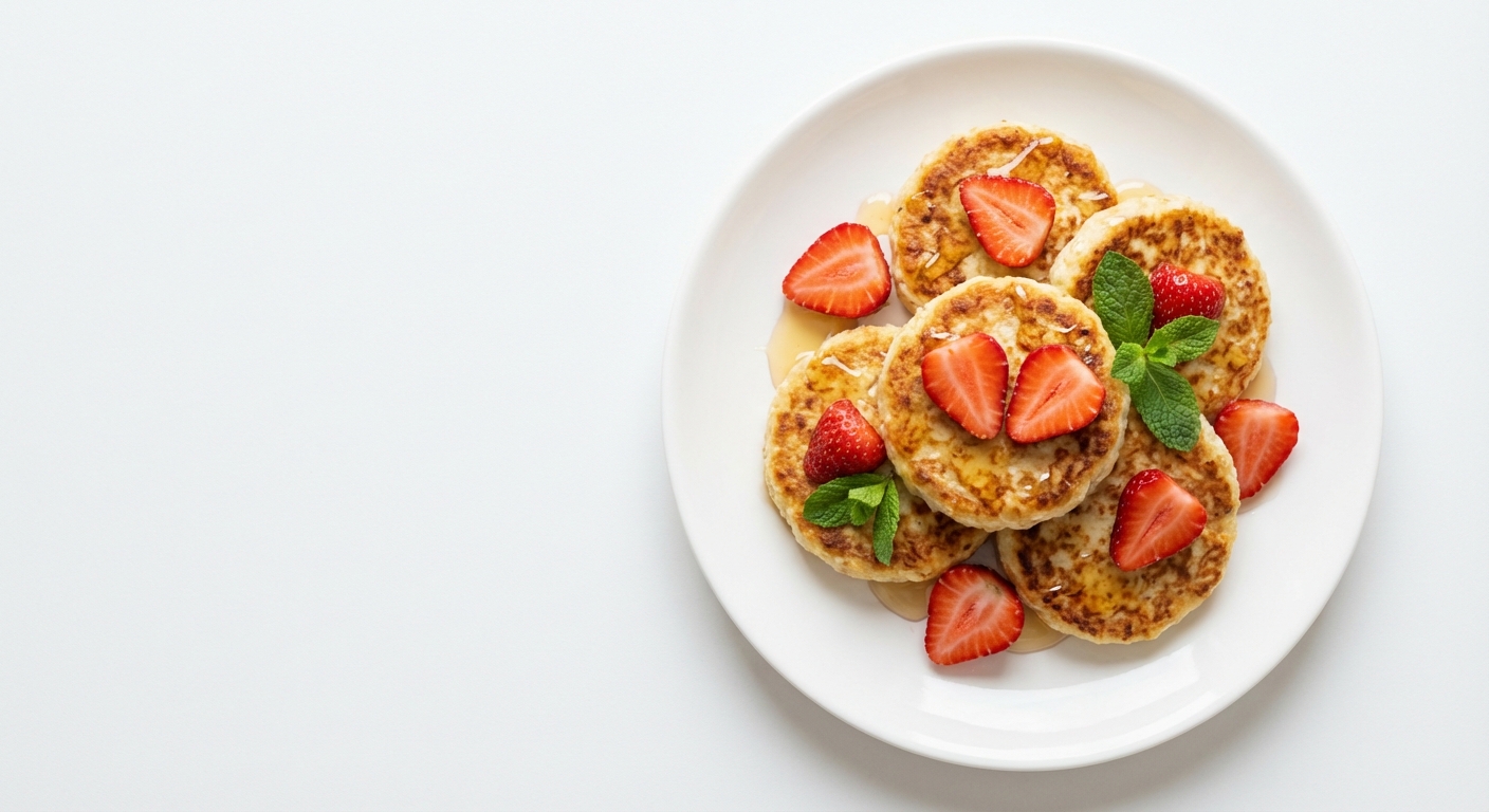 Twarogowe placuszki owsiane z miodem i truskawkami