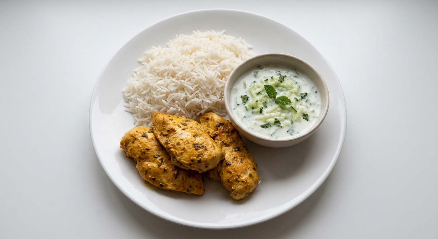 Kurczak z Ryżem i Raita Ogórkową