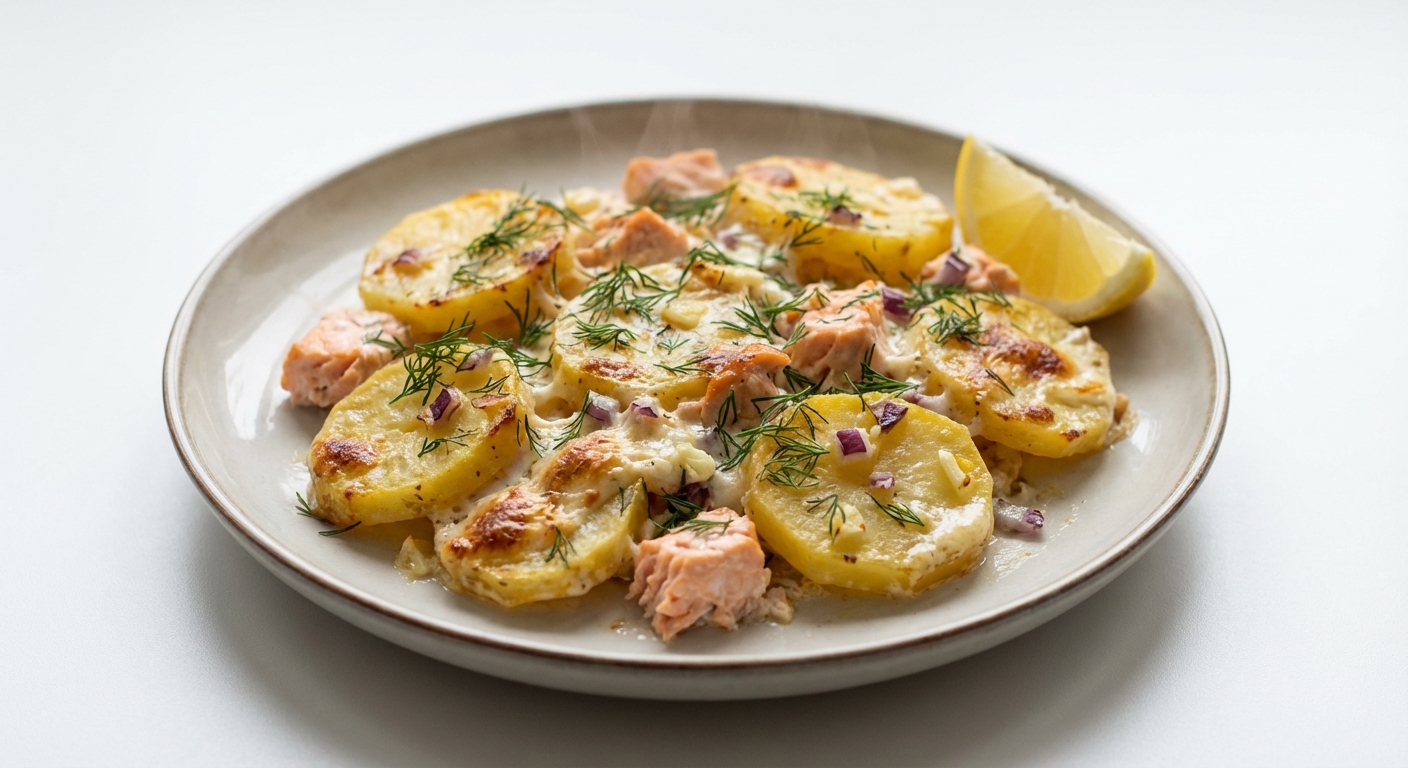 Zapiekanka z Łososia, Ziemniaków i Koperku