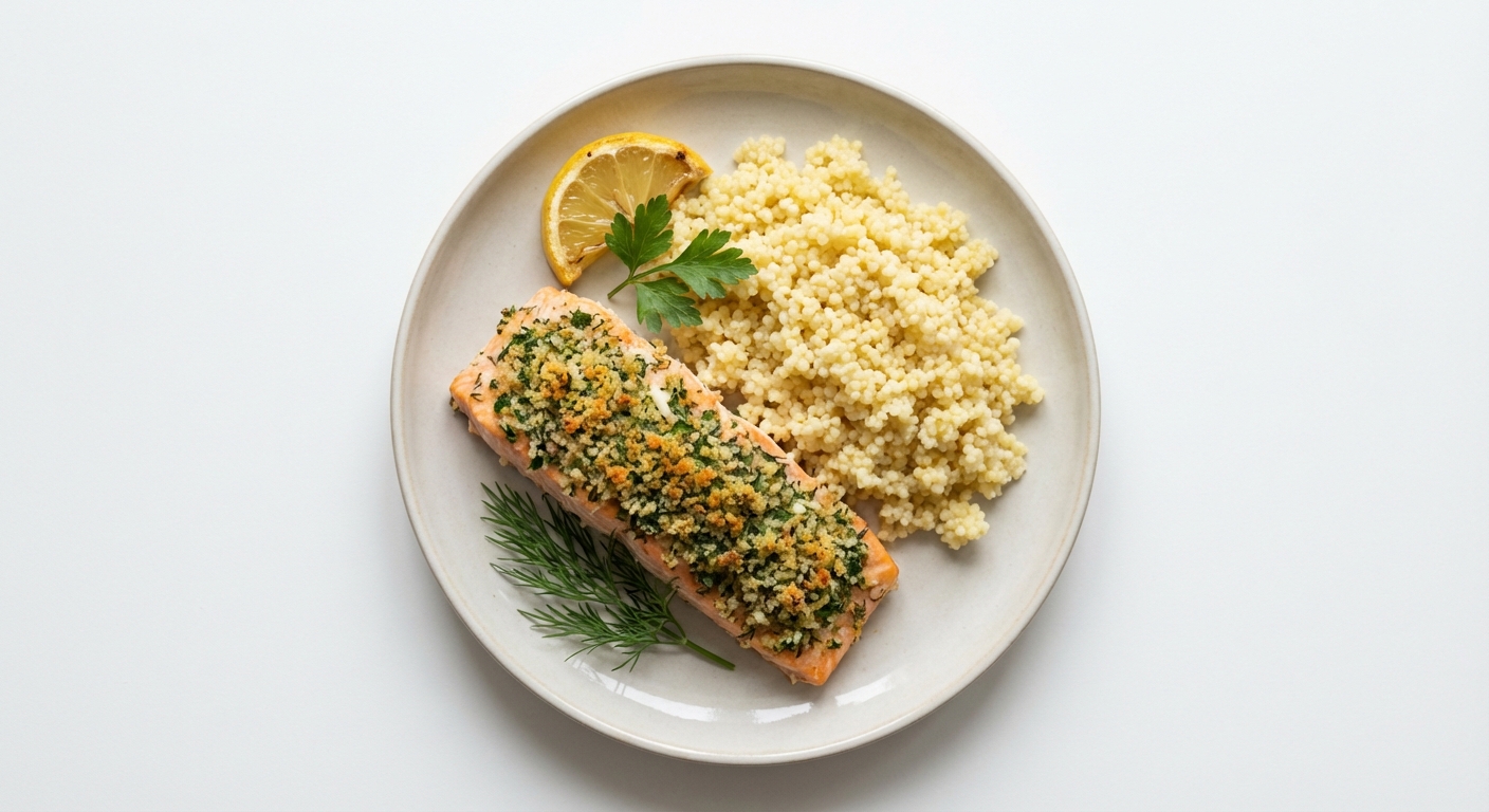 Pieczony Łosoś z Kruszonką i Kaszą