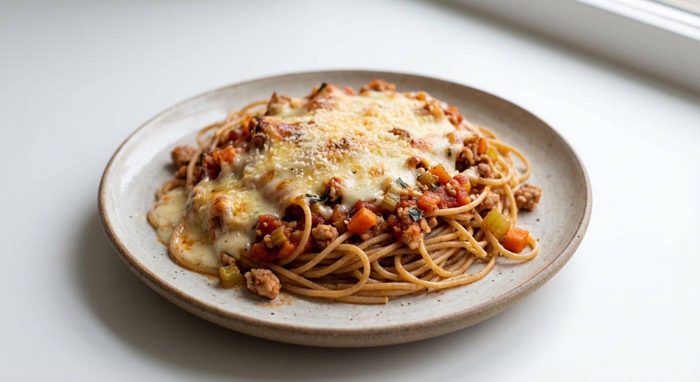 Zapiekane spaghetti z indykiem i beszamelem