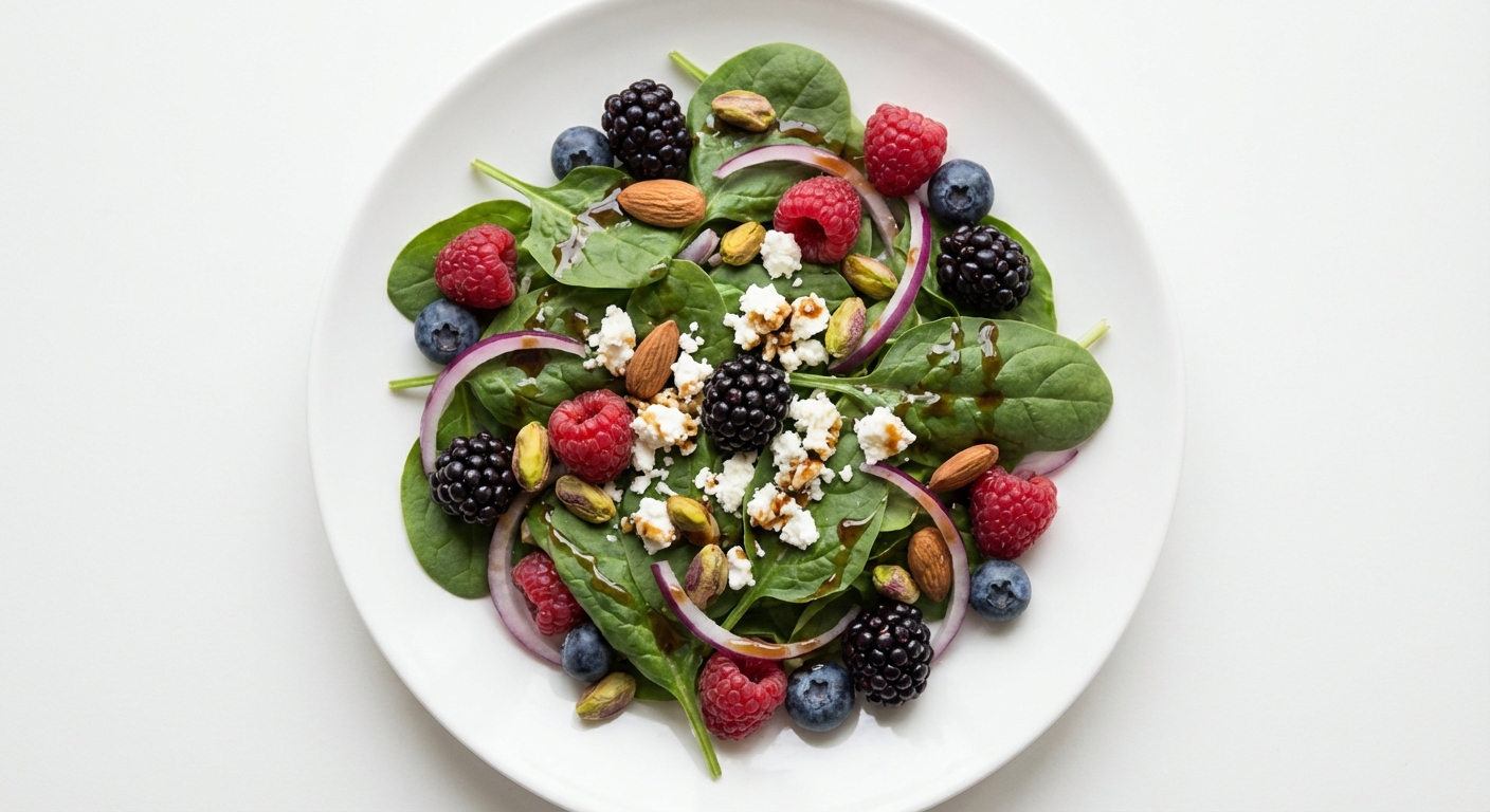 Szpinakowa Sałatka z Owocami Leśnymi i Fetą