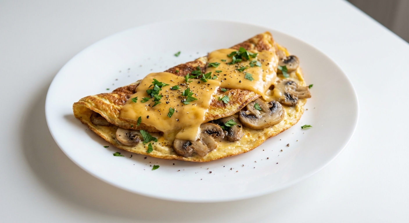 Omlet z Cheddarem i Pieczarkami