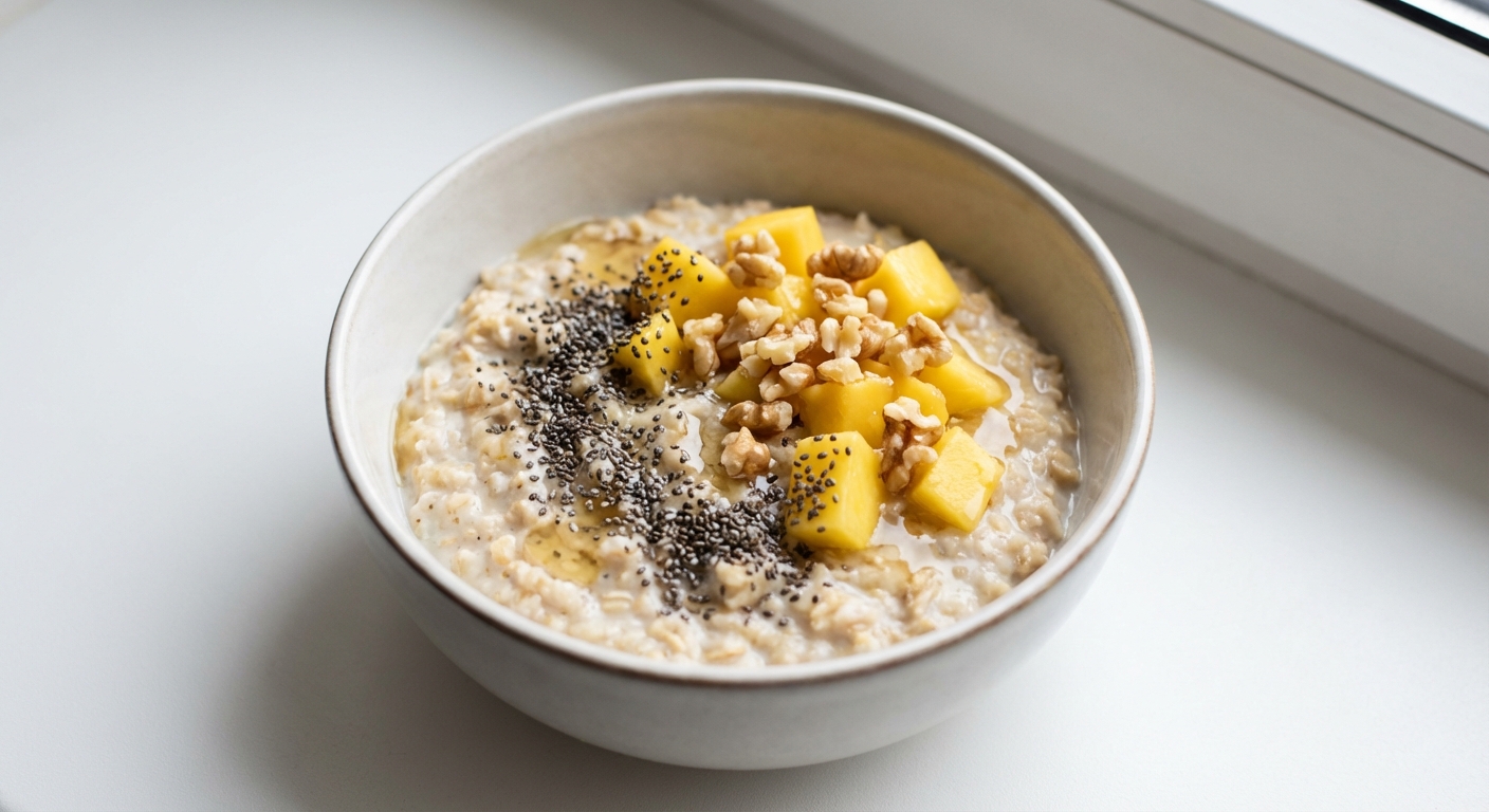 Owsianka z Mango, Chia i Orzechami