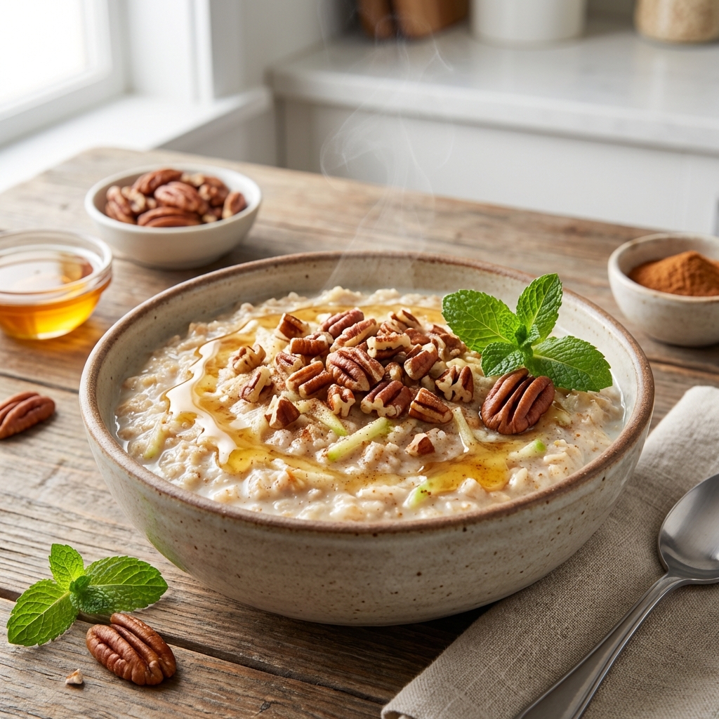 Owsianka z Jabłkiem, Pekanami i Miodem